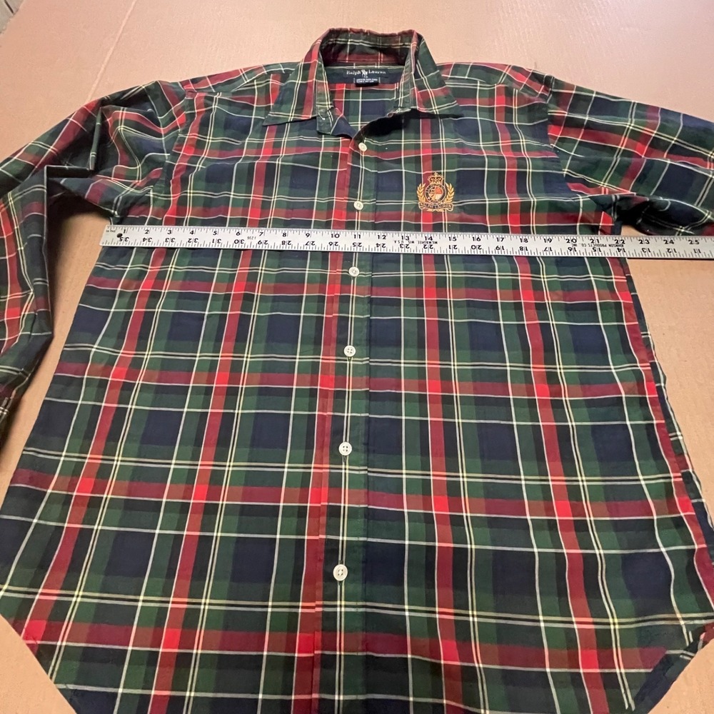 Vintage Ralph Lauren Crest Shirt Women's 12 (Large) Red Tartan Button Up Classic - Picture 8 of 15